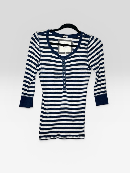 Abercrombie & Fitch Tops - Y2K Vintage Abercrombie & Fitch Women’s Blue & White Striped Henley Size Large